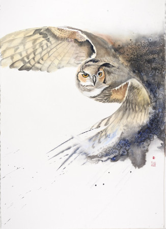 OU-HOU- Aquarelle sur papier Fabriano satiné- 75/105cm- 2025_ AVAILABLE